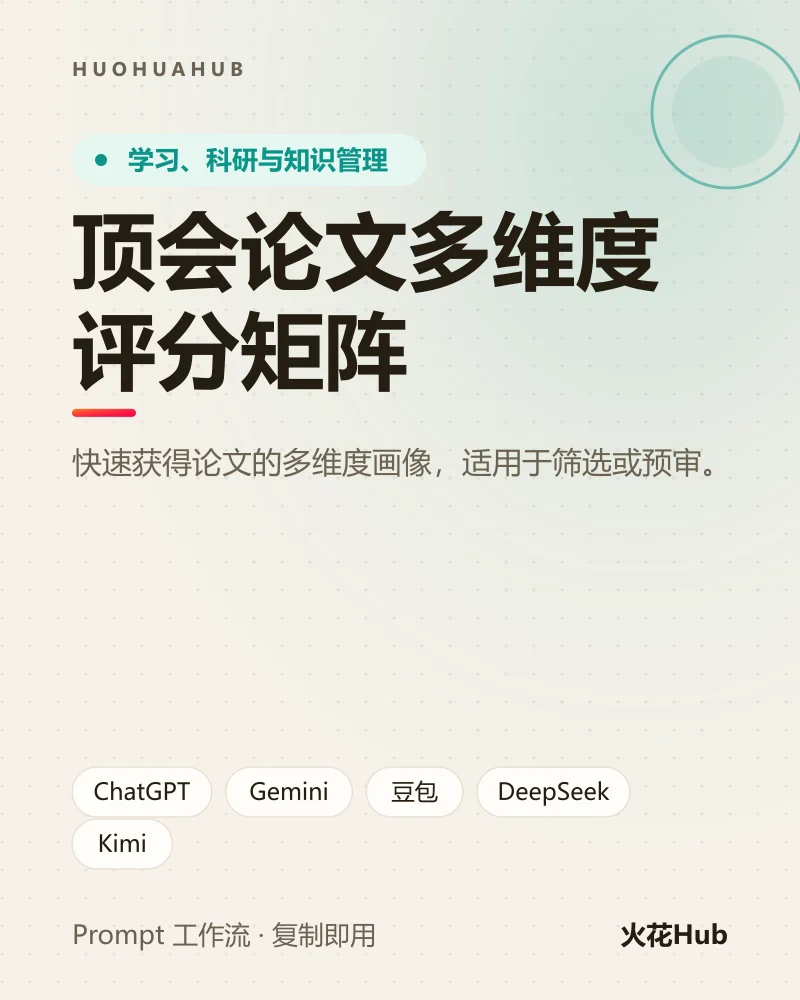 顶会论文多维度评分矩阵