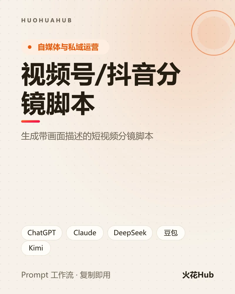 视频号/抖音分镜脚本